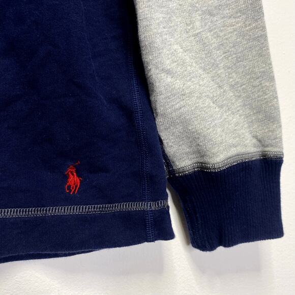 Polo RALPH LAUREN Varsity Patch Raglan Long Sleeve T-shirt 2XL Blue Grey Preppy - Picture 6 of 8